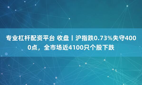专业杠杆配资平台 收盘丨沪指跌0.73%失守4000点，全市场近4100只个股下跌
