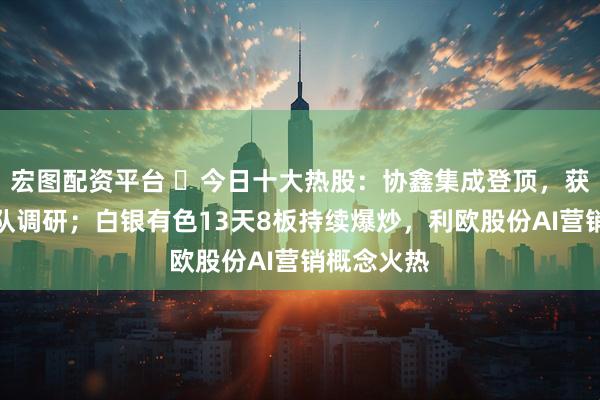 宏图配资平台 ​今日十大热股：协鑫集成登顶，获马斯克团队调研；白银有色13天8板持续爆炒，利欧股份AI营销概念火热
