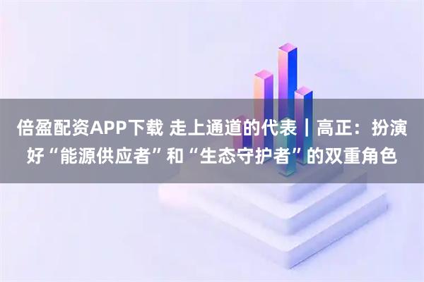 倍盈配资APP下载 走上通道的代表｜高正：扮演好“能源供应者”和“生态守护者”的双重角色