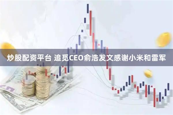 炒股配资平台 追觅CEO俞浩发文感谢小米和雷军