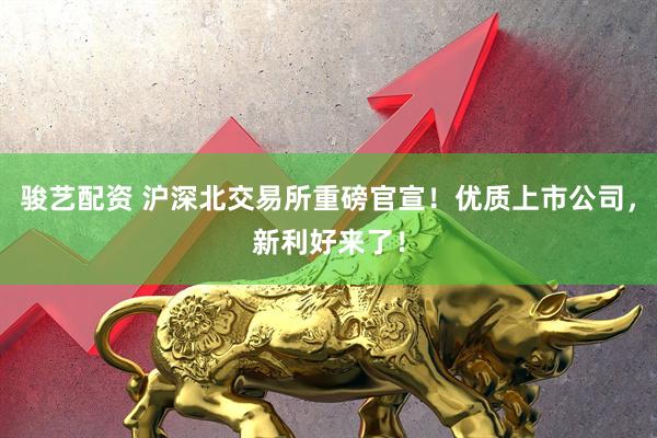骏艺配资 沪深北交易所重磅官宣！优质上市公司，新利好来了！